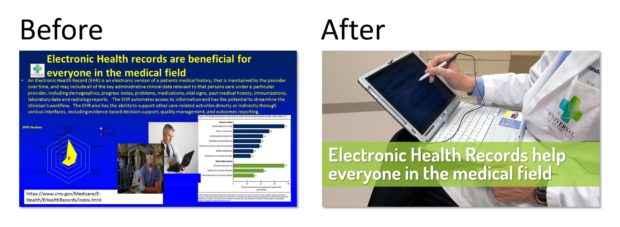 Medical slide before and after