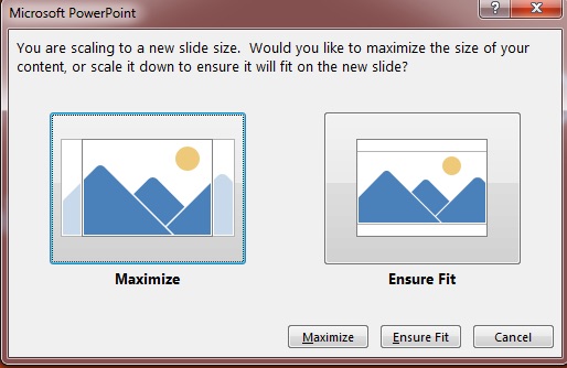 size of presentation slide
